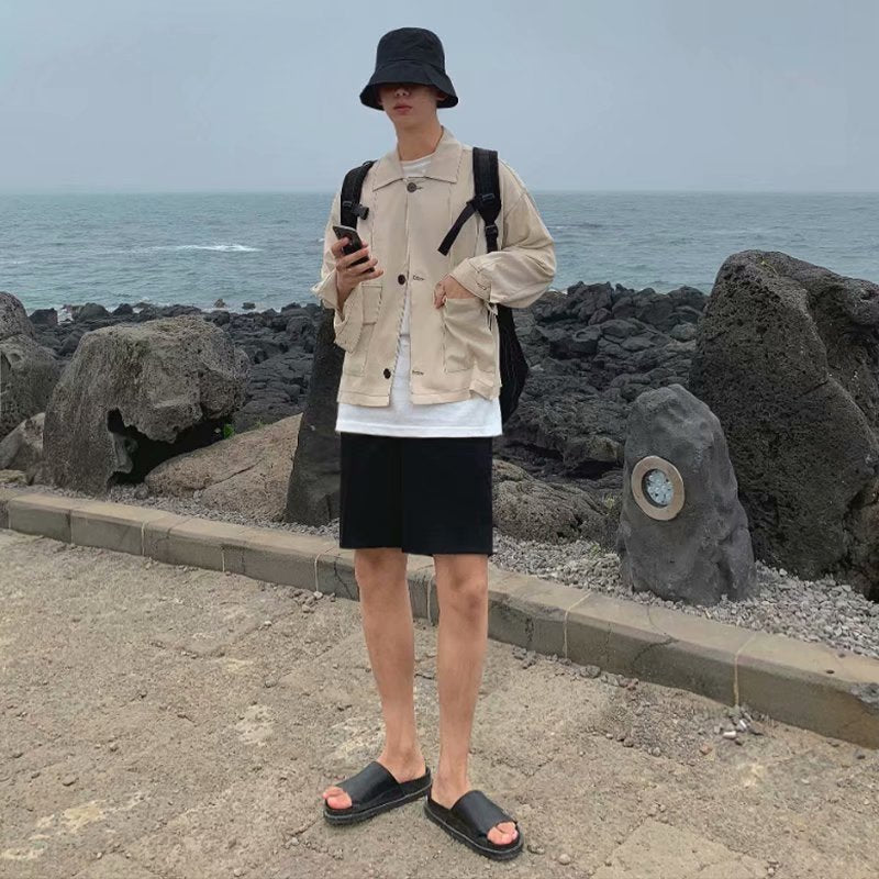 Sports five-point solid color shorts male loose pants trend beach casual pants