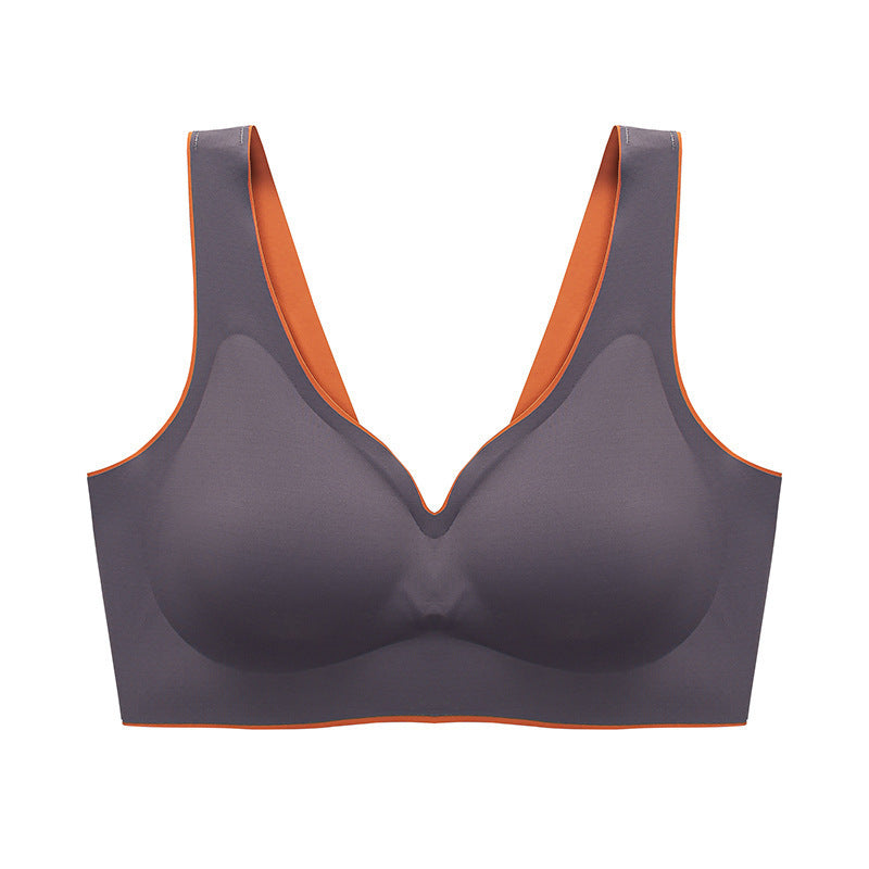 Seamless underwear Libra gathered no steel ring sleep ice silk sports bra