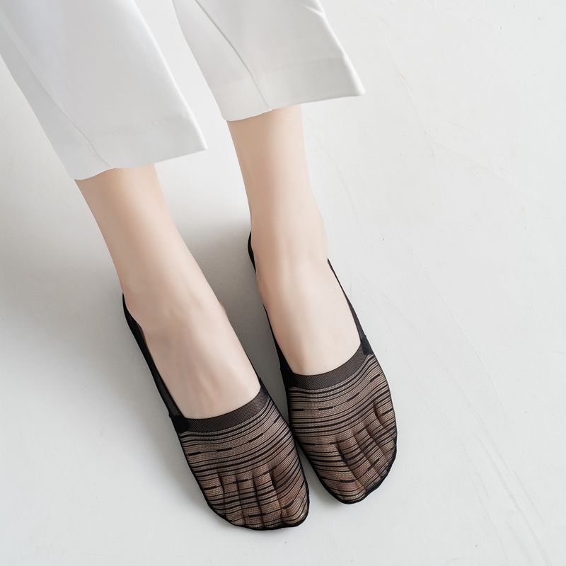 Thin transparent pinstripe lace point glue shallow mouth boat socks shallow mouth invisible socks