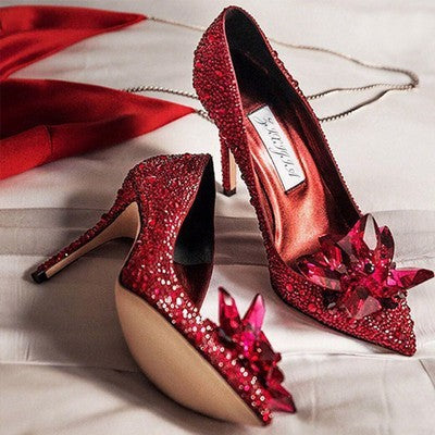 European and American silver crystal main wedding shoes rhinestone Xiuhe dress high-heeled