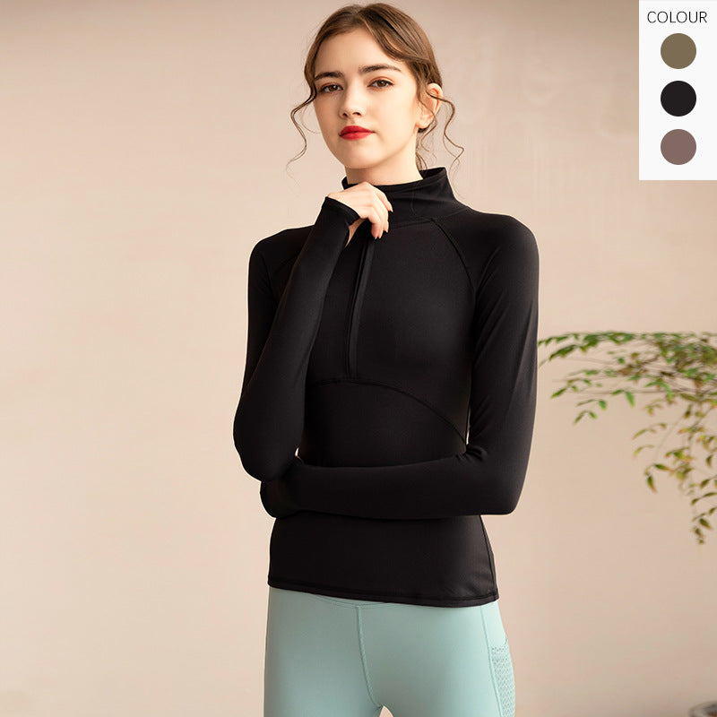 Lulu new long-sleeved yoga clothes jacket cross-border fitness running top jacket half zipper sports blouse