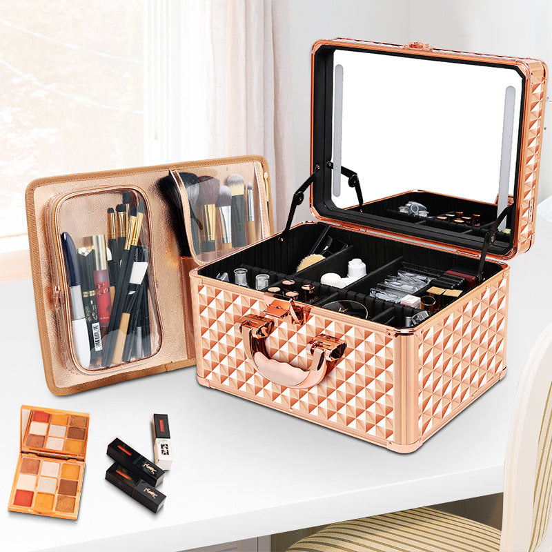 Cosmetic storage bag high-end suitcase with makeup artist professional makeup box portable large-capacity storage box simple female