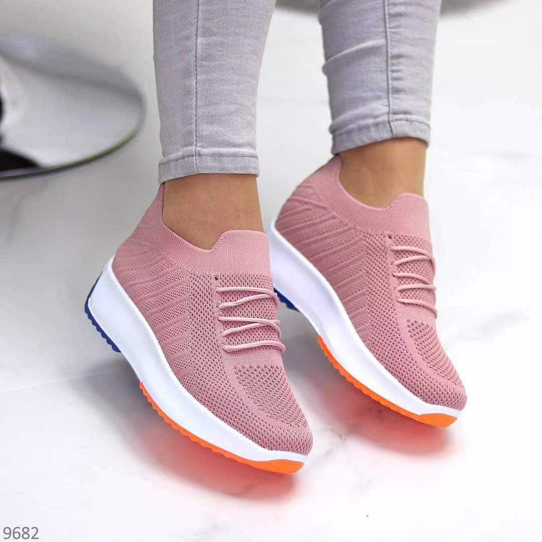 European and American ladies thick bottom casual flying woven shoes