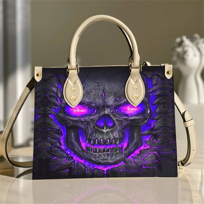 Halloween skull pattern digital full printing handbag female AliExpress hot selling PU large capacity handbag