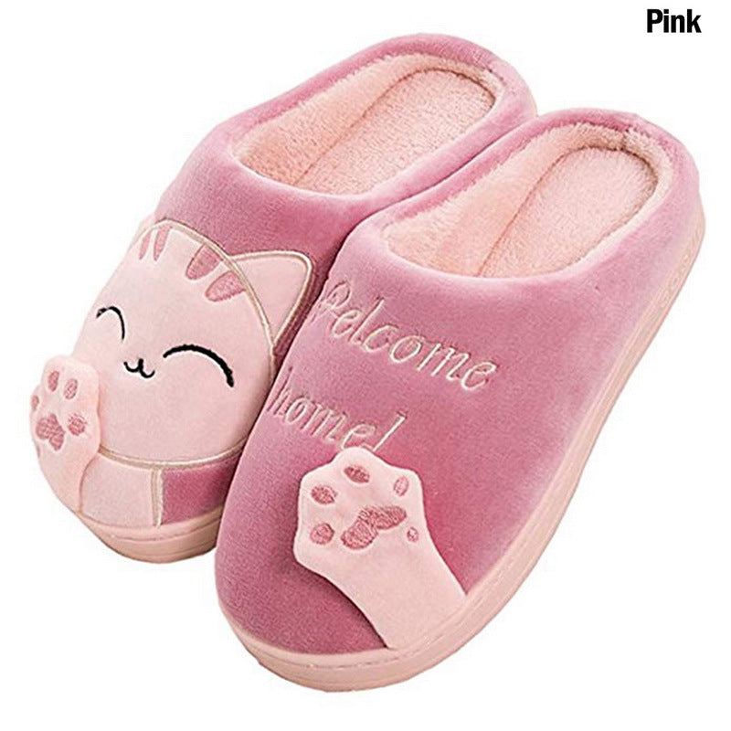 Lucky Cat Cotton Slippers Fashion Home Lovers Men and Women Parent-child Shoes Non-slip Soft Coral Fleece Cotton Shoes