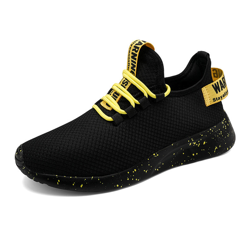 Breathable flying woven sports and leisure men's shoes lace up low-top cross-border running men's shoes