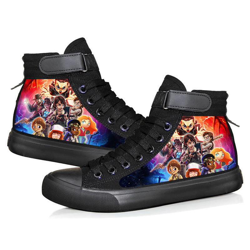 American TV series Stranger Things 4 around 3D digital printing shoes students high-top canvas shoes