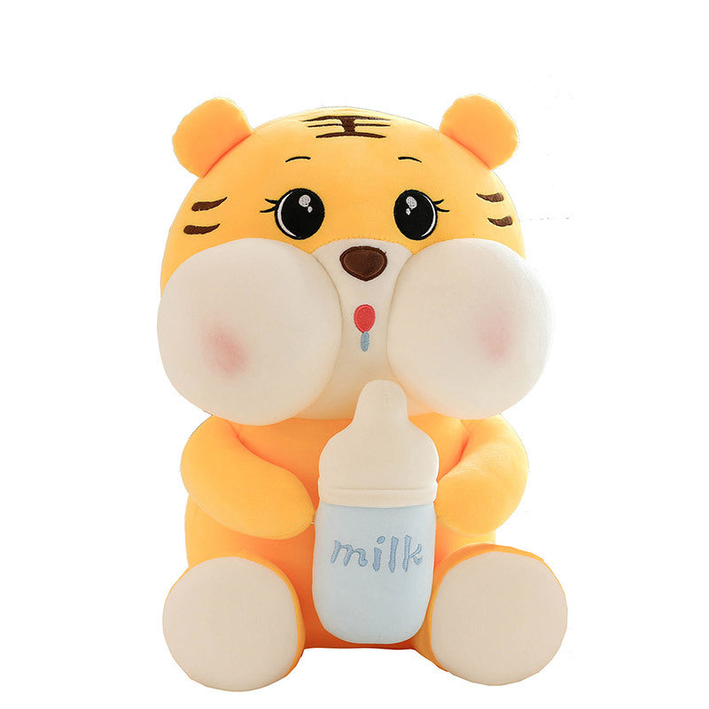 New cute baby bottle tiger pillow doll plush toy big doll doll pillow girl birthday gift