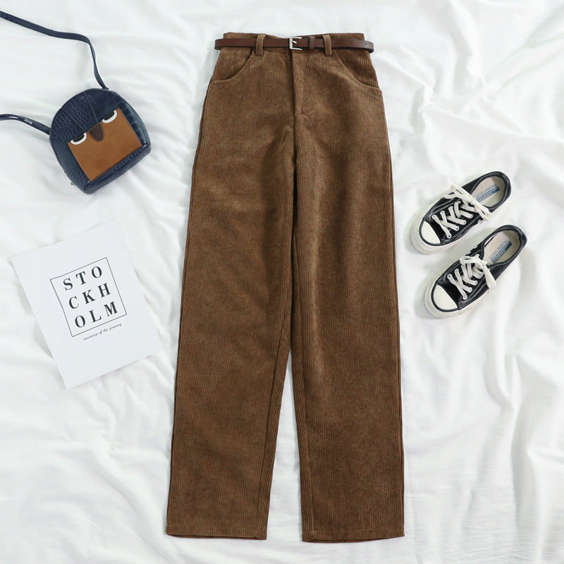 European and American corduroy slimming corduroy straight-leg pants loose trousers