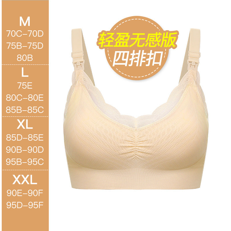 Maternal non-steel ring breastfeeding bra gathered breastfeeding underwear pregnant plus size