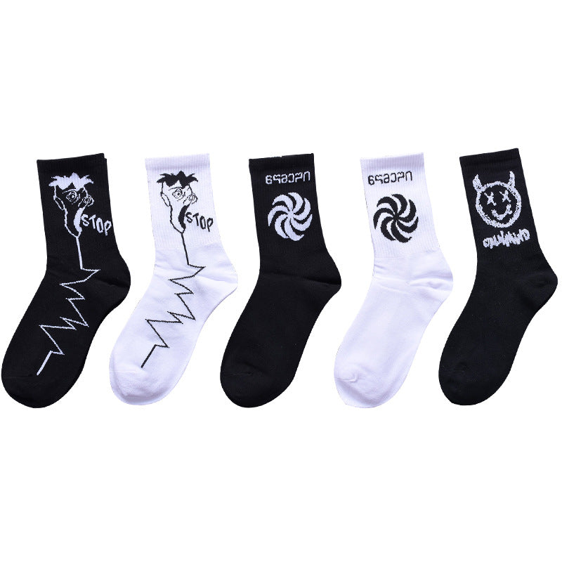 Socks men and women stockings street ins trend stockings black sports wind high-top basketball socks