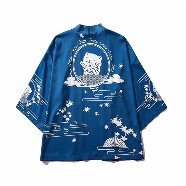 Cross-border digital printing Japanese-style Harajuku men's and women's kimono cloak jacket pajamas