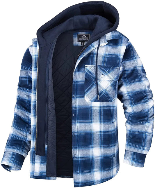 European and American autumn and winter thickened padded coat plaid long-sleeved loose hooded jacket