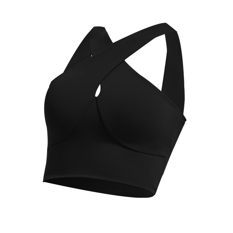 Sports underwear women's running yoga vest without steel ring gather fitness clothes cross beautiful back shockproof bra