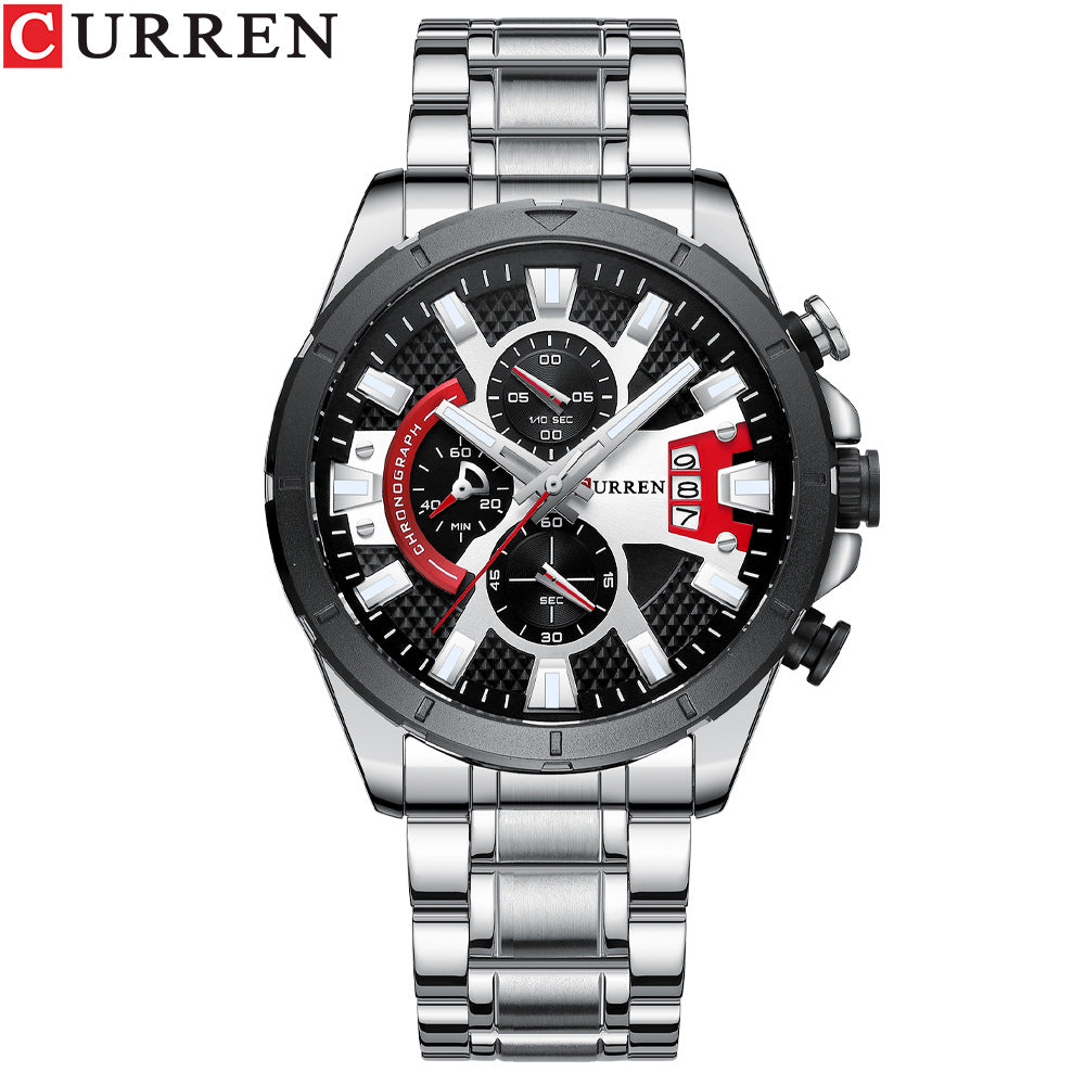 Curren/Careen  Men's Watch Six Hand Watch Quartz Watch Steel Band Watch Calendar Men's Watch