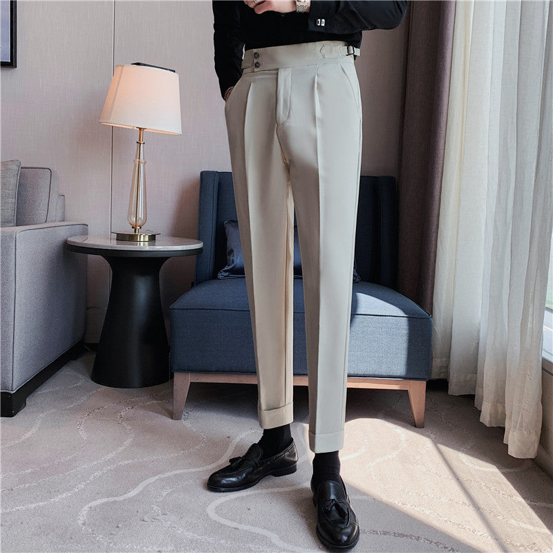 Korean version men's drape high-waist straight-leg pants