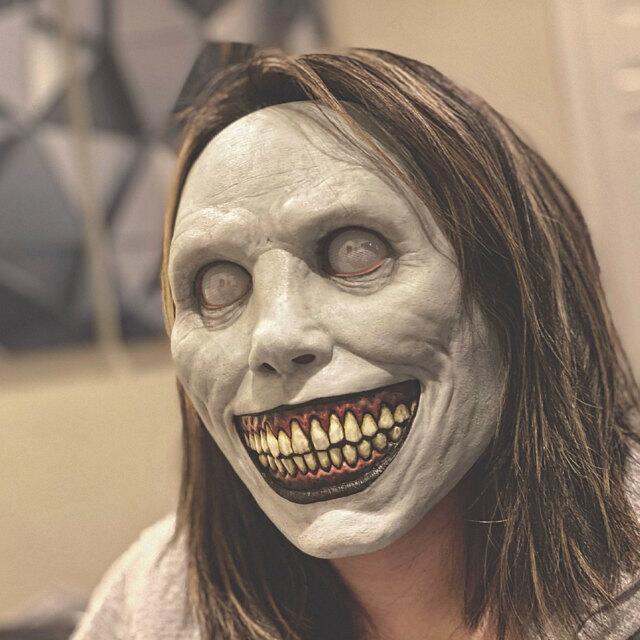 New Halloween Horror Mask COS Exorcist Smile White Face White Eyes Demon Mask