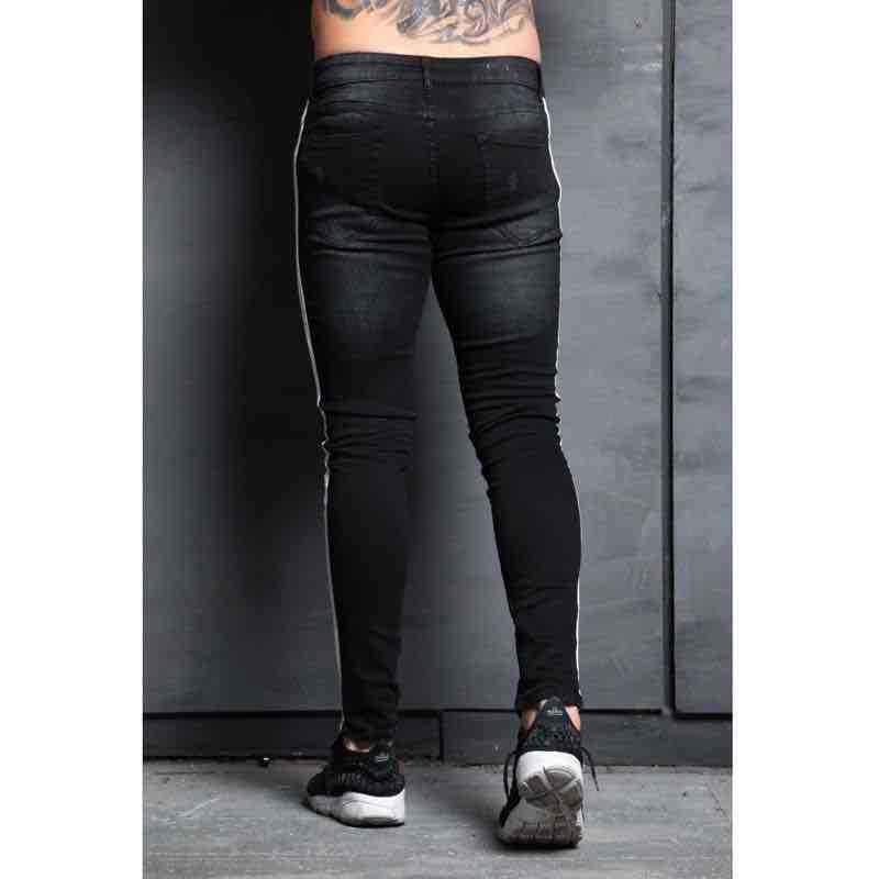 European and American fashion small-footed jeans men new trendy knee-holes explosive denim small-footed pants