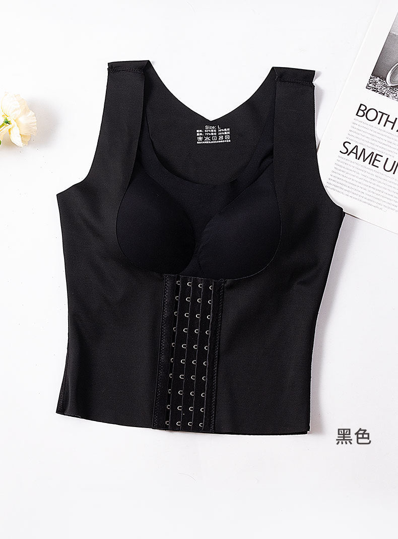 Seamless underwear women's thin section support chest and auxiliary breasts gather bra summer abdomen waist waist correction vest