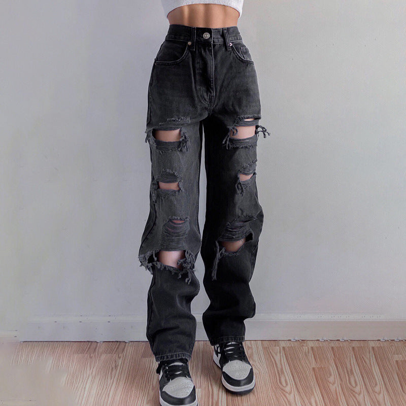 High Quality Europe, America, Southeast Asia Ladies Ripped Jeans