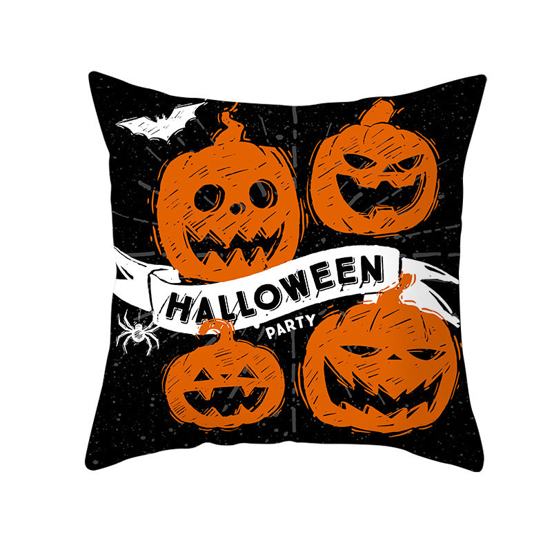 Halloween peach skin pillowcase without core cross-border sofa pillowcase square cushion cover