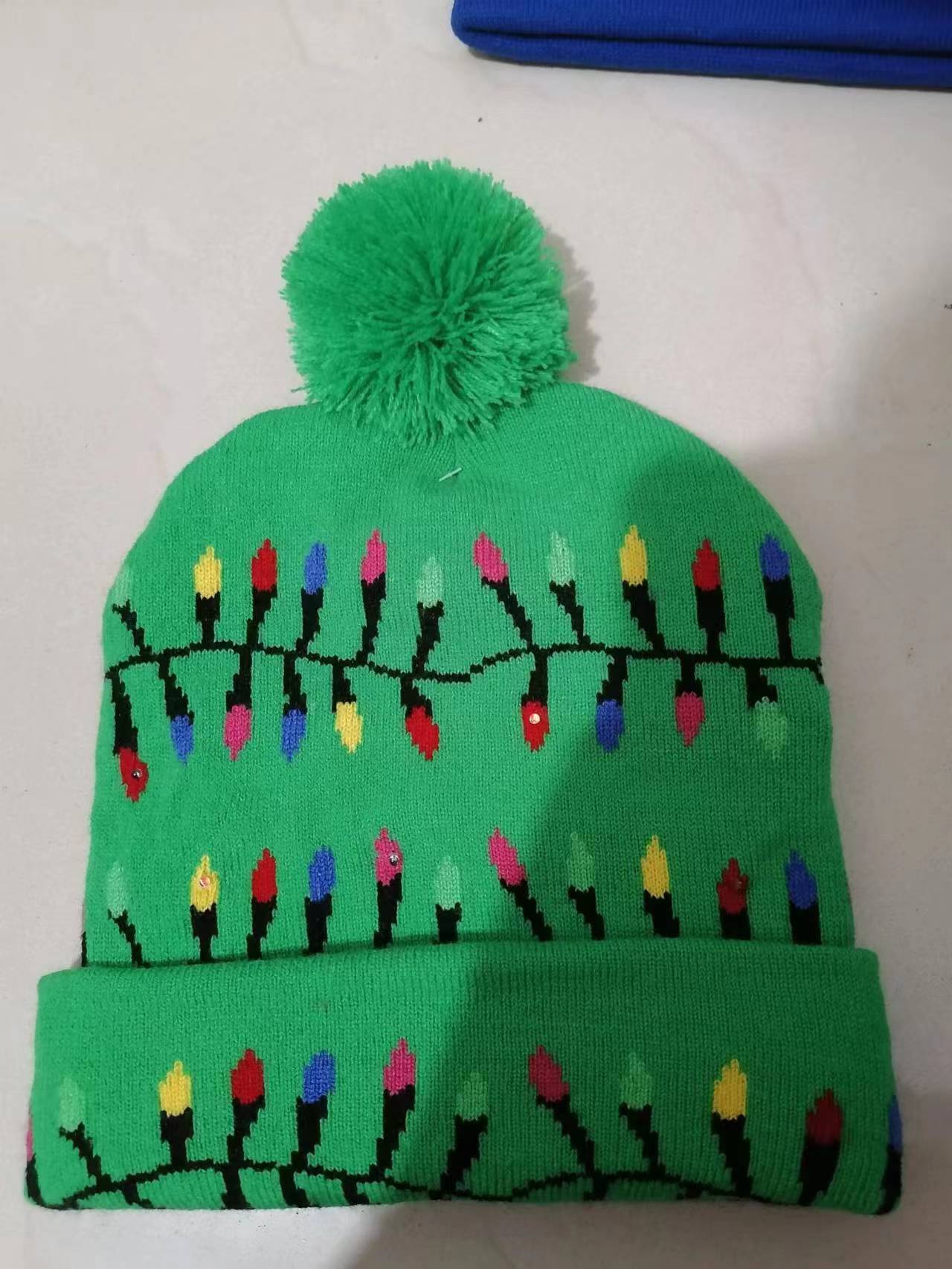 Christmas Decoration Luminous Christmas Hat Knitted LED Warm Adult Children Cartoon Printed Wool Hat