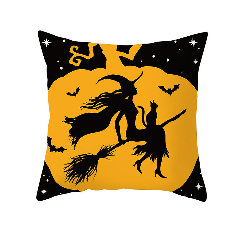 Halloween peach skin pillowcase without core cross-border sofa pillowcase square cushion cover