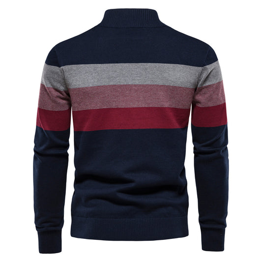 European and American cross-border open chest stand collar men's sweater pullover sweater