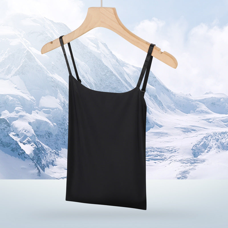 Summer thin shoulder strap ice silk vest female with anti-glare bottoming sling underwear wearing sexy sling