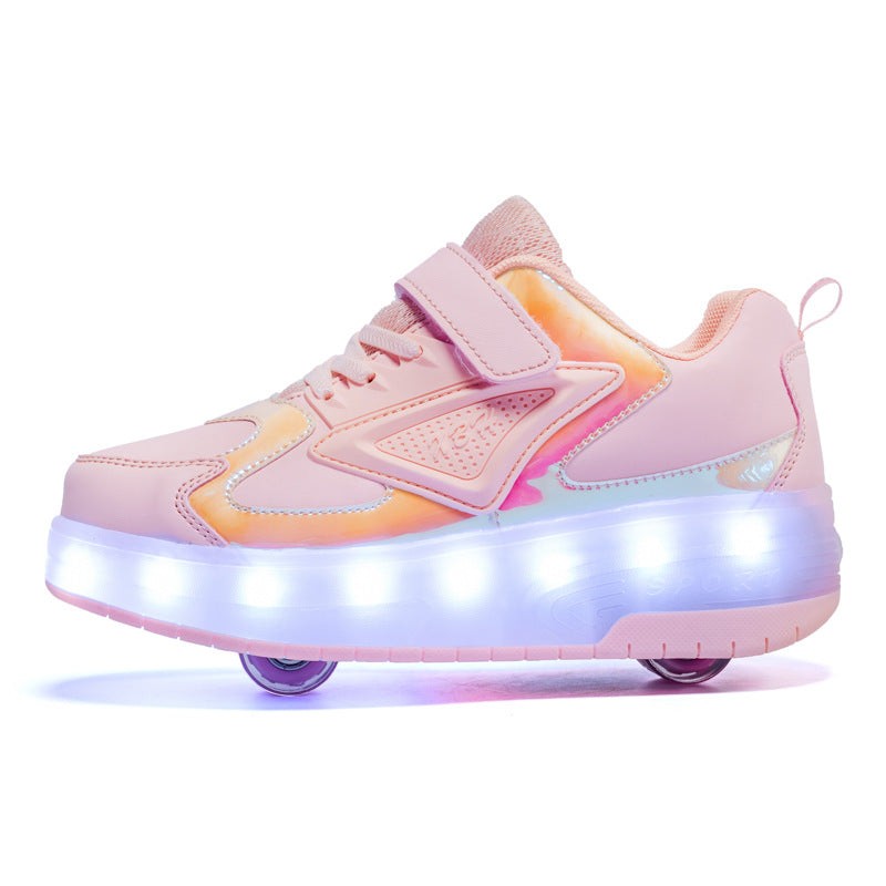 Skates boys and girls adult burst shoes single wheel LED colorful lights