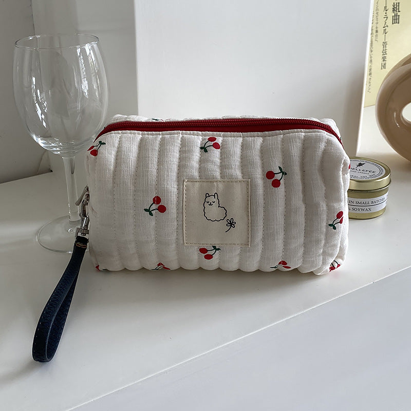 Quilted Cosmetic Bag Cosmetic Storage Bag Dumpling Bag Storage Bag Girl Heart Cherry Cosmetic Bag