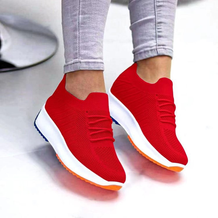 European and American ladies thick bottom casual flying woven shoes