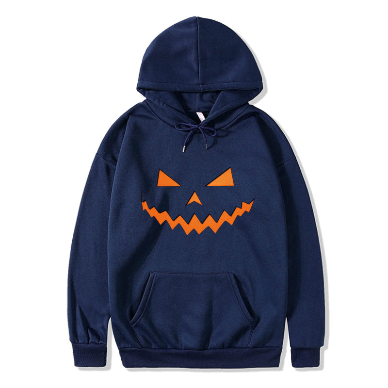 New pumpkin monster expression hoodie couple Halloween sweater long-sleeved loose casual jacket