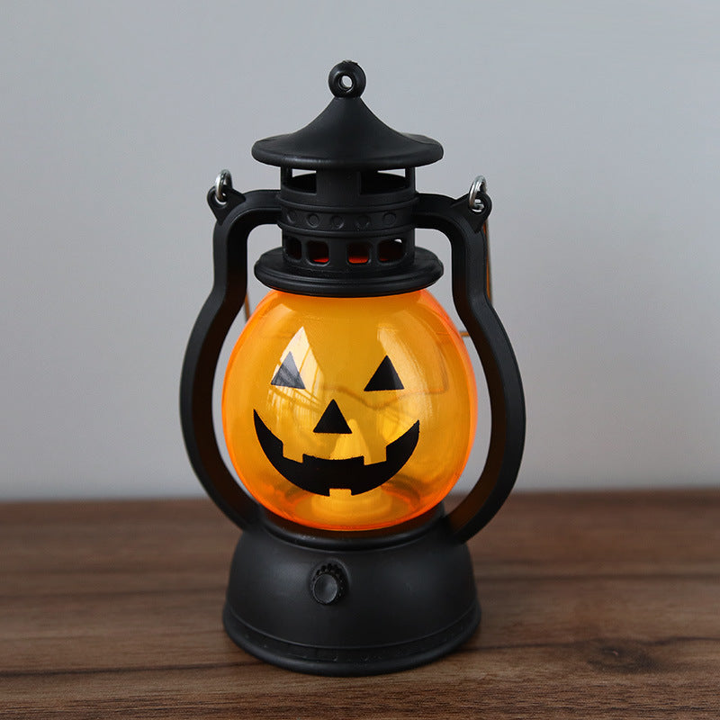 Retro kerosene lamp Christmas Halloween pumpkin portable pony lantern night light LED electronic decoration candle light