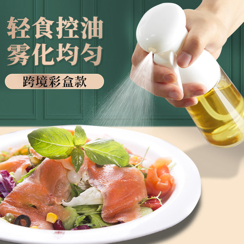 Glass oil spray pot boxed spray spray bottle air pressure edible olive oil oil control bottle