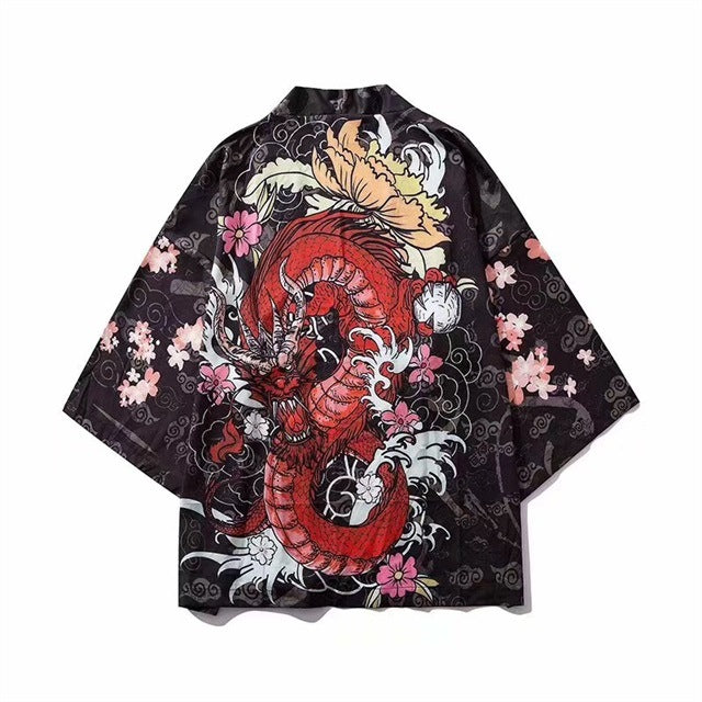 Cross-border digital printing Japanese-style Harajuku men's and women's kimono cloak jacket pajamas