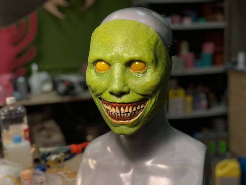 New Halloween Horror Mask COS Exorcist Smile White Face White Eyes Demon Mask