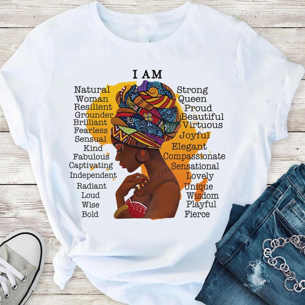 European and American Foreign Trade Feminism God Says You Are Black Girl Print Short Sleeve T-Shirt