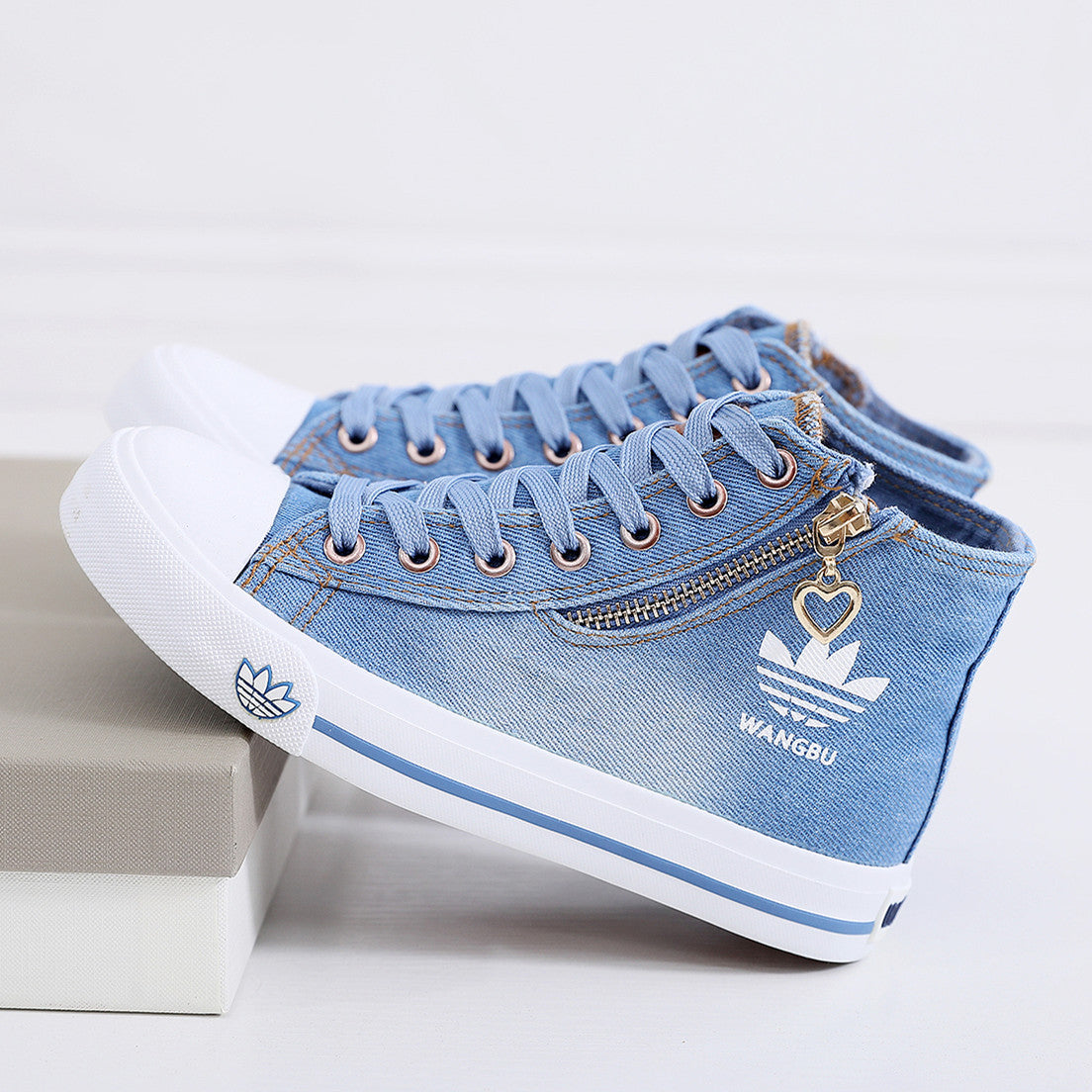 Board shoes big girls high-top canvas shoes student denim casual shoes sneakers