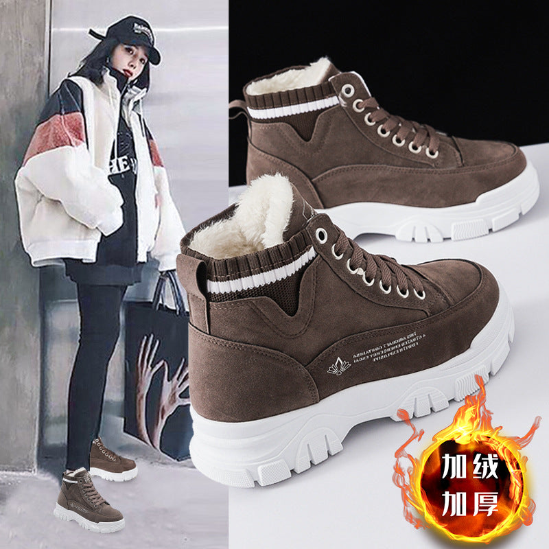 Casual shoes women's new cotton shoes women's leather high-top snow women's boots