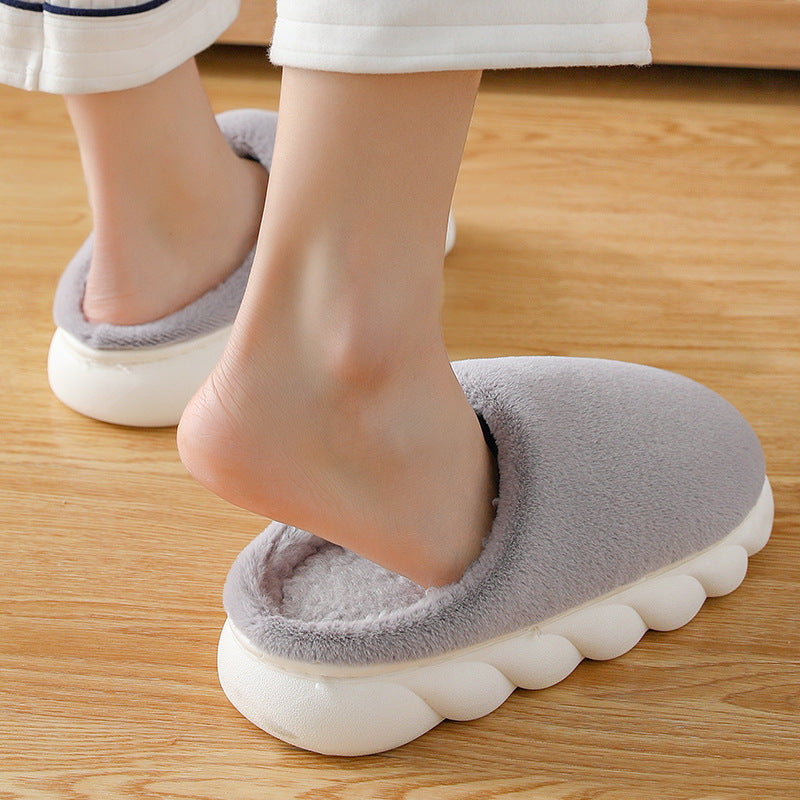 couples indoor home household cotton shoes men thick bottom fur women's slippers