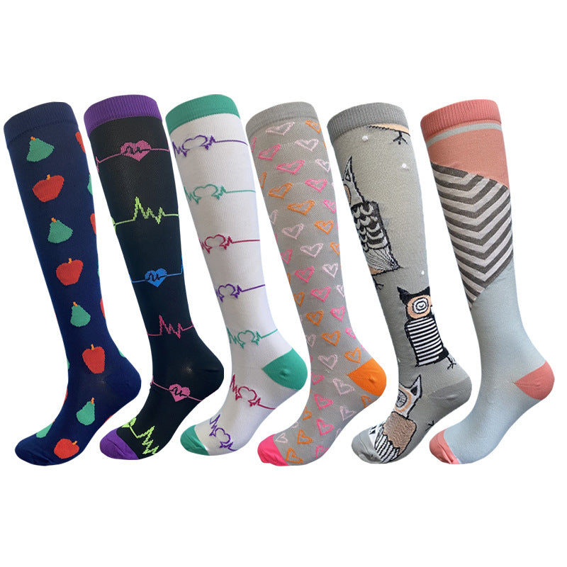 Professional sports pressure stovepipe running socks men and women fitness skipping marathon calf medium and high long tube compression socks