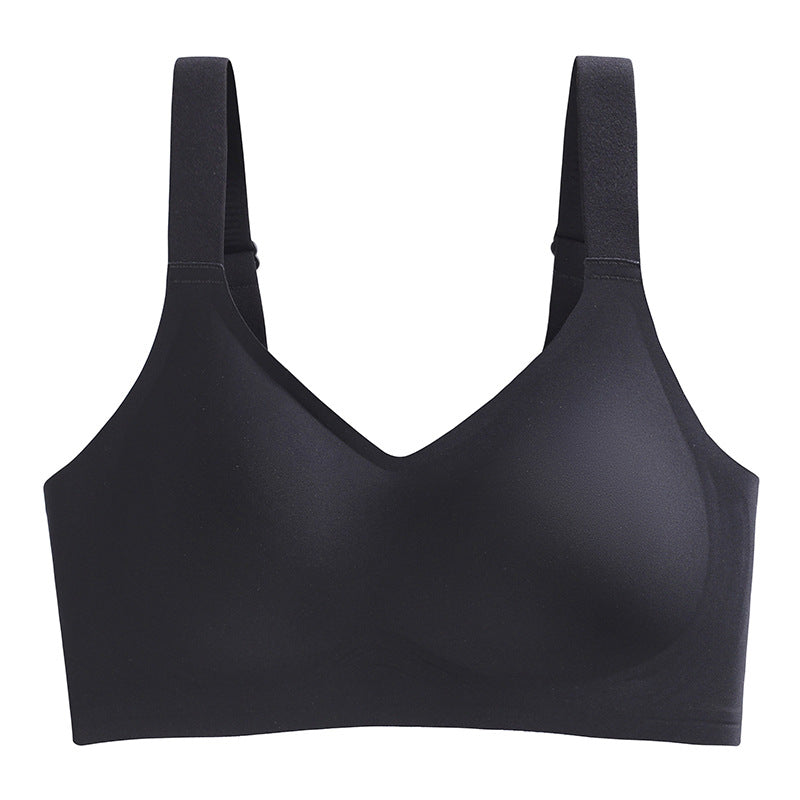 Seamless underwear women's thin summer big breasts show small chest no steel ring bra beauty vest sports large size bra