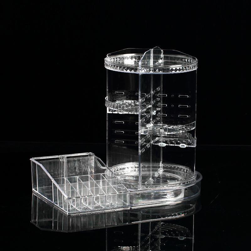 Cosmetic storage box transparent rotating dormitory desktop student net red acrylic dressing table shelf