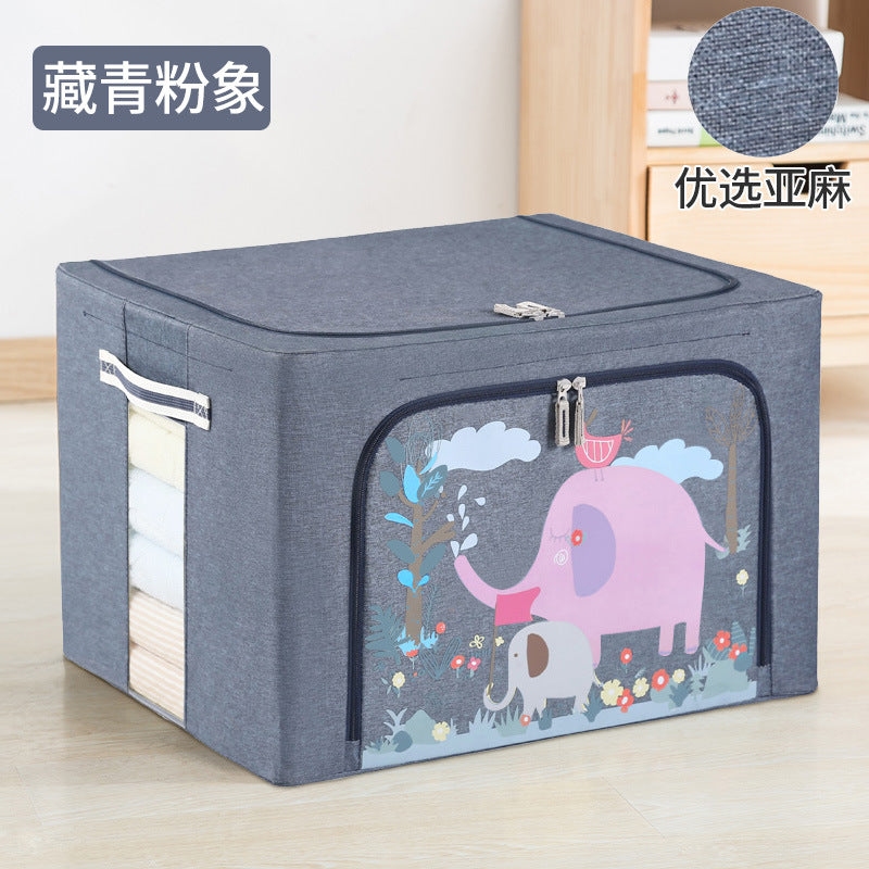 Clothes storage box imitation linen art household finishing box foldable wardrobe storage good clothes basket bag artifact