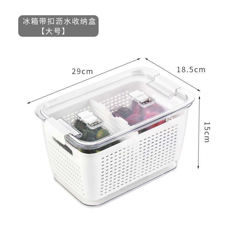 Kitchen Refrigerator Storage Box Eggs, Fruits and Vegetables Fruit Preservation Box Rectangular Food Frozen Drain Large Sealed Box