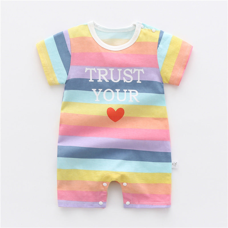 3-6 months baby one-piece female baby male summer short-sleeved romper newborn pajamas half-sleeved romper