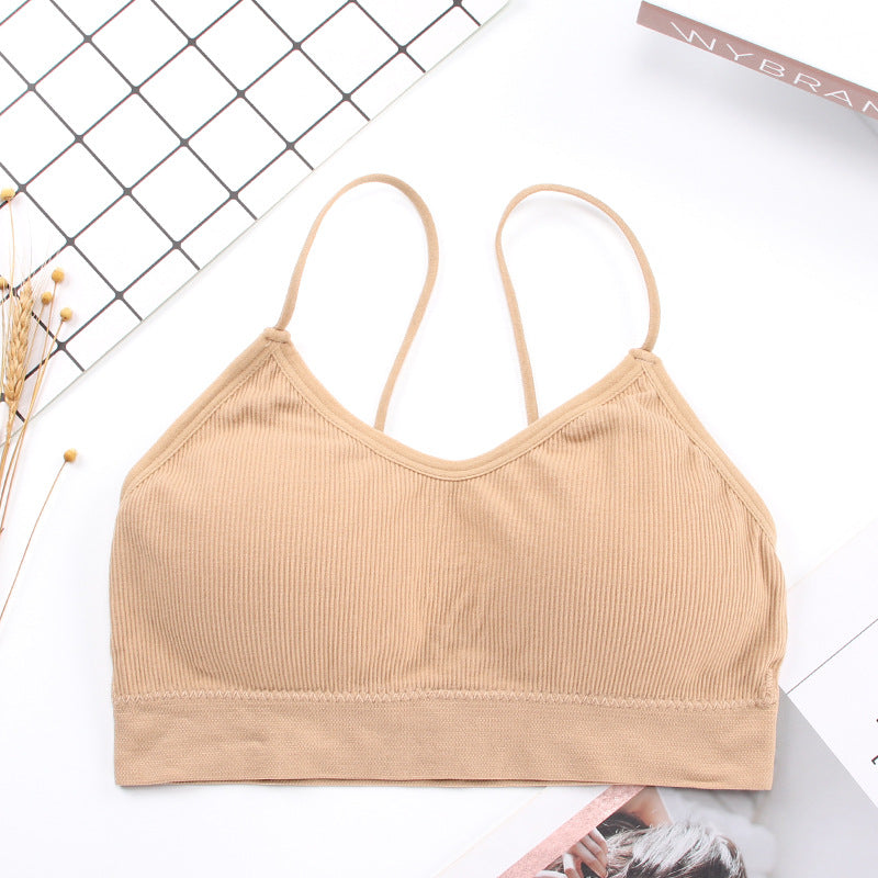 New seamless anti-glare tube top with chest pad threaded camisole beauty back wrap chest one piece bra