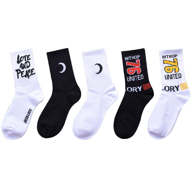 Socks men and women stockings street ins trend stockings black sports wind high-top basketball socks