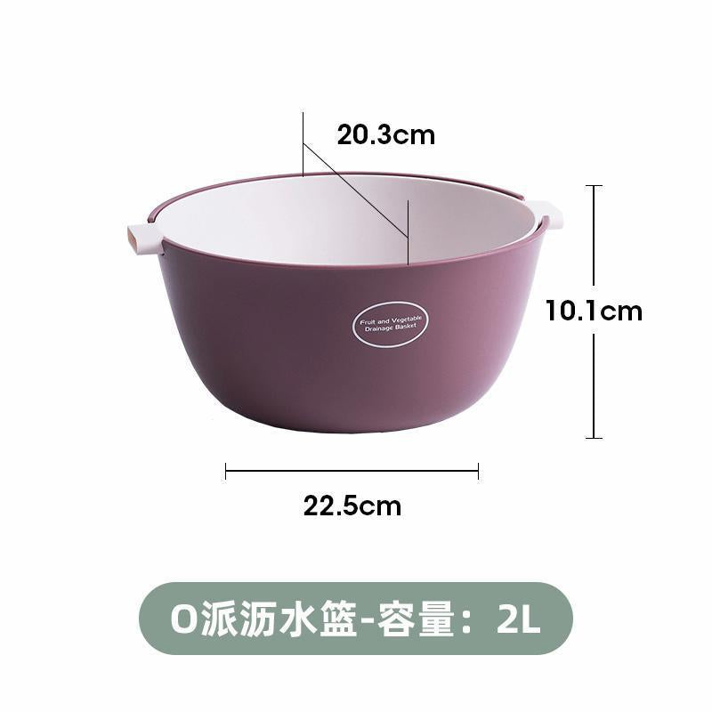 Draining basket washing basin double-layer plastic fruit basket household kitchen multi-functional storage vegetable basket fruit plate